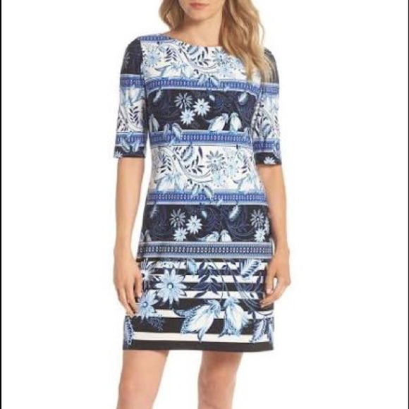 Eliza J Dresses & Skirts - NWT Eliza J blue & white flower shift dress size 6